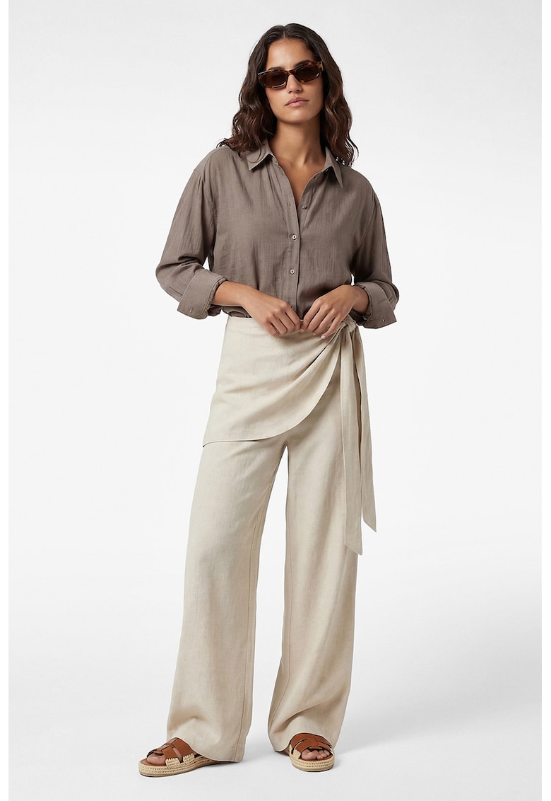 Pantaloni cu detaliu suprapus - Bej deschis