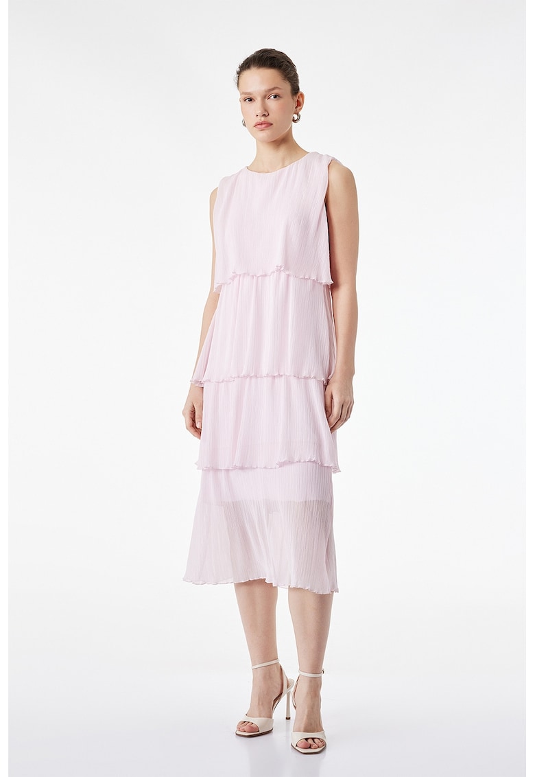 Rochie midi din sifon cu model stratificat - Roz pastel
