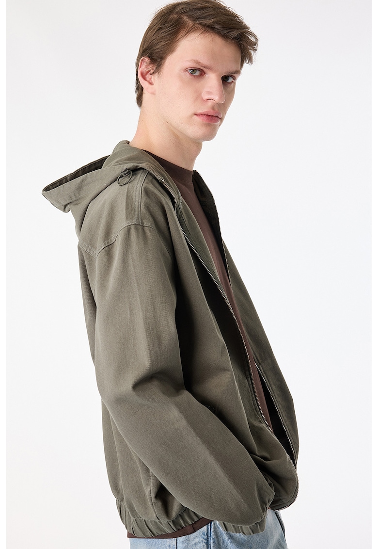 Jacheta cu gluga si maneci cazute - Kaki