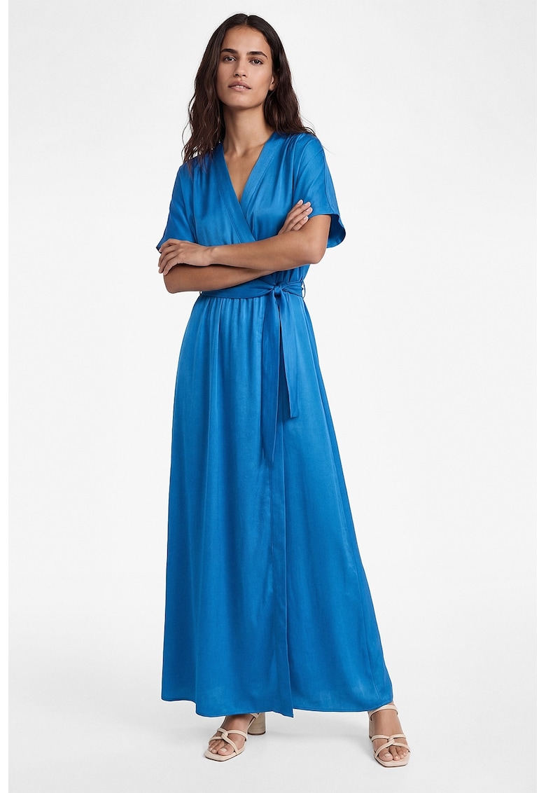 Rochie lunga cu model petrecut - Albastru