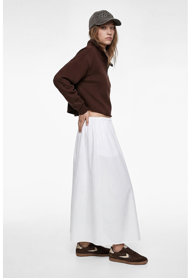 Bluza de trening din amestec de modal cu guler cu fermoar - Maro