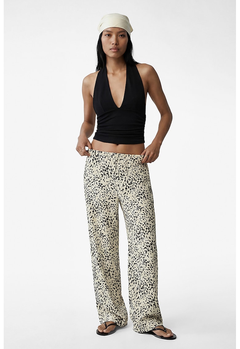 Pantaloni cu croiala ampla - Alb/Negru