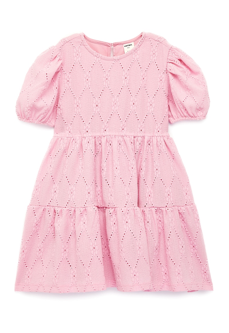 Rochie stratificata cu maneci scurte - Roz deschis