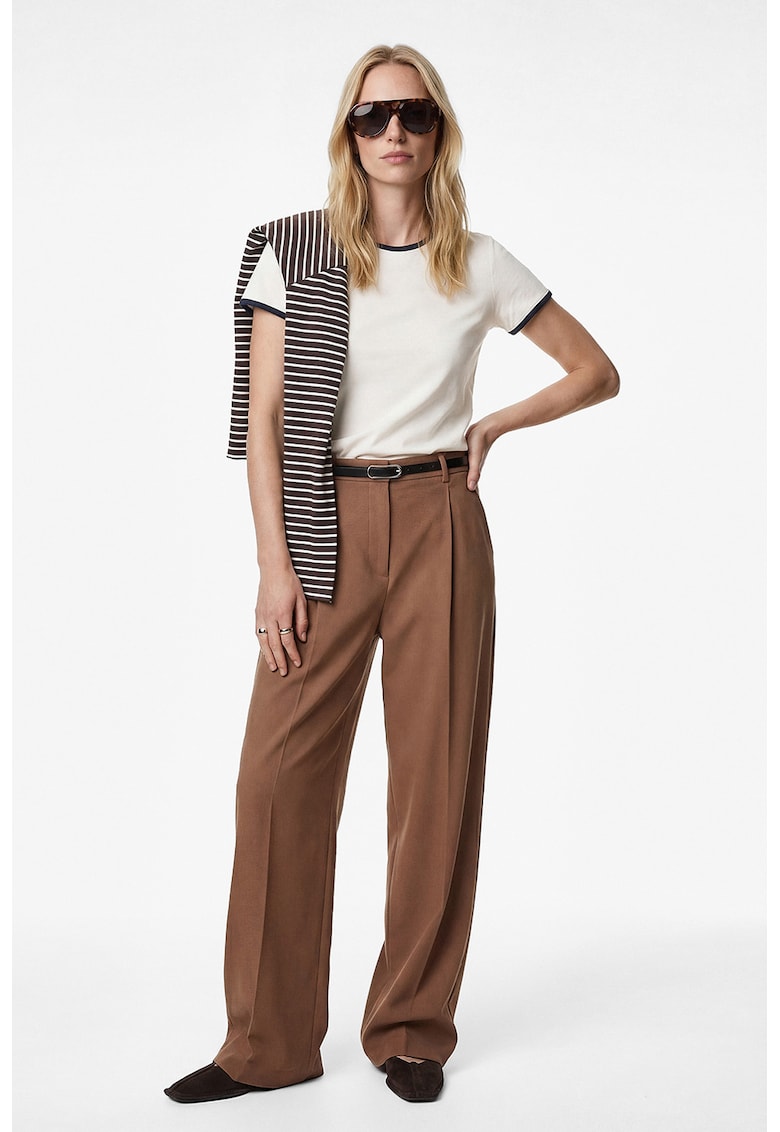 Pantaloni eleganti cu croiala ampla - Maro deschis