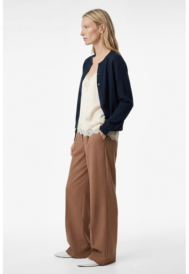 Pantaloni cu croiala ampla si pliuri - Maro deschis