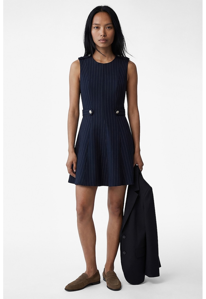Rochie scurta cu dungi discrete - Gri/Bleumarin