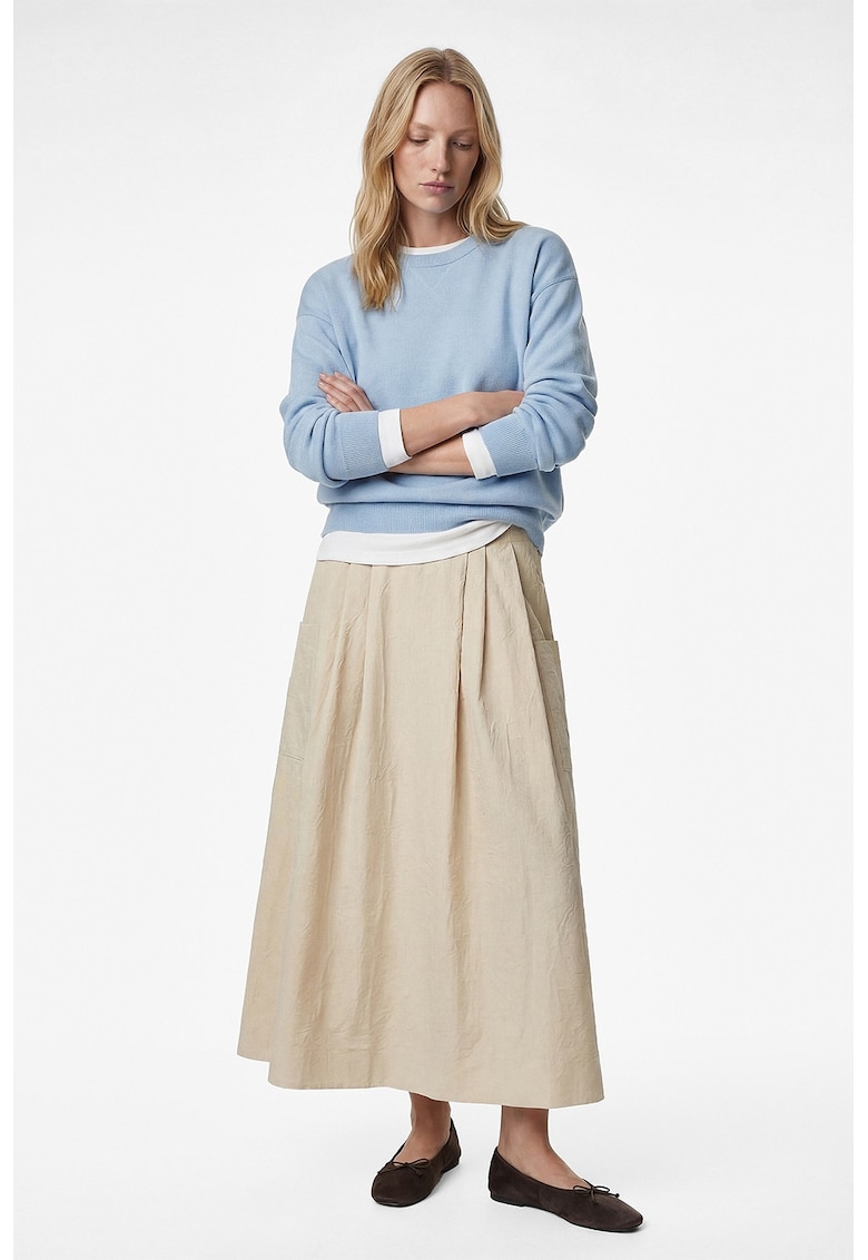 Pulover tricotat cu decolteu rotund - Albastru lavanda