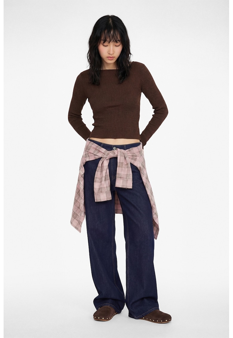 Bluza slim fit cu striatii - Maro inchis