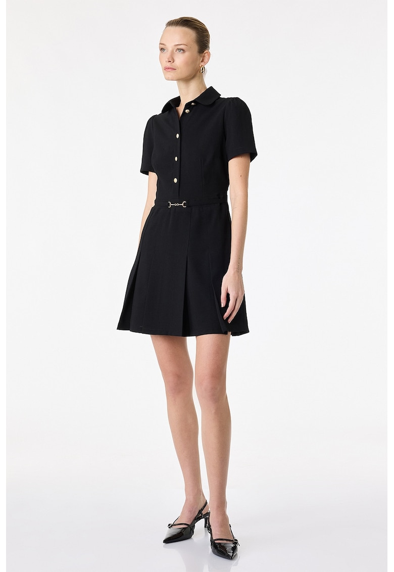 Rochie-camasa cu maneci scurte - Negru