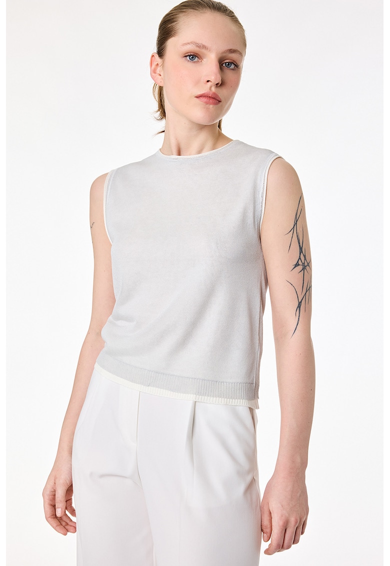 Top tricotat fin - Gri deschis