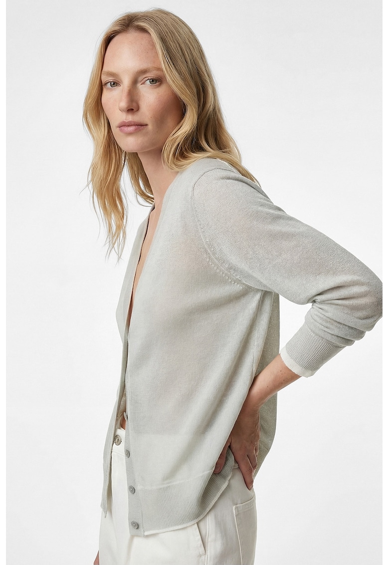 Cardigan lejer cu decolteu in V - Gri