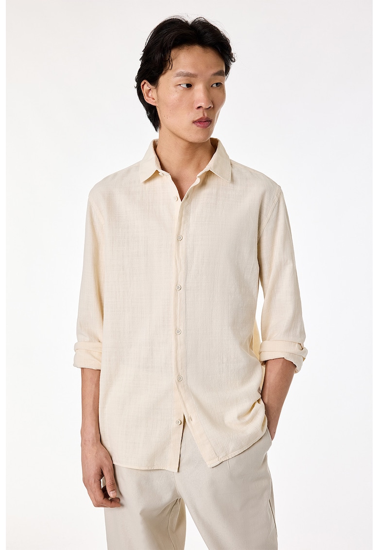 Camasa regular fit din bumbac - Bej deschis