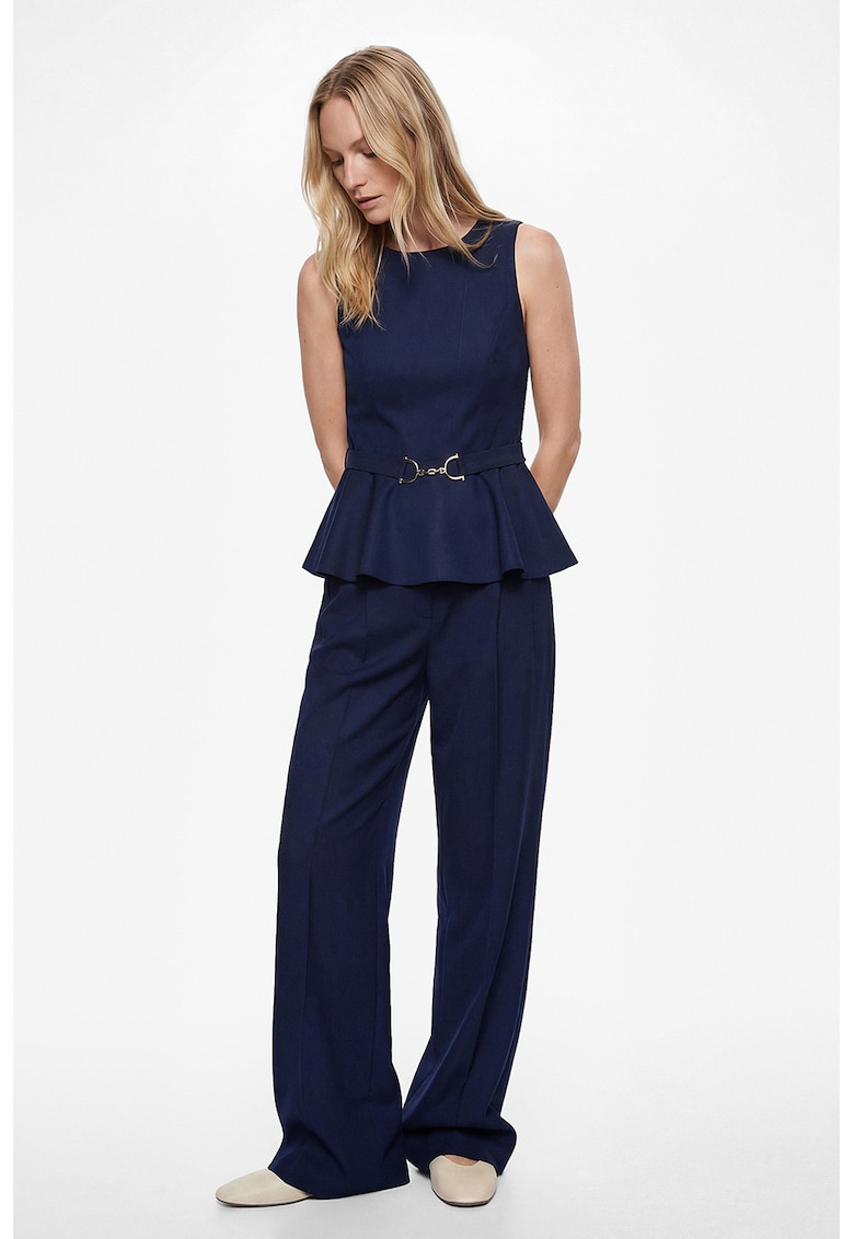 Pantaloni eleganti cu croiala ampla - Albastru indigo