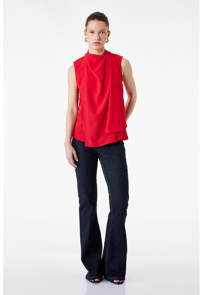 Bluza fara maneci cu model drapat - Rosu