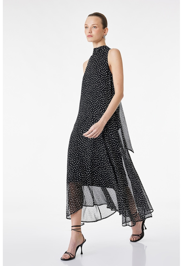 Rochie vaporoasa cu croiala asimetrica - Alb/Negru