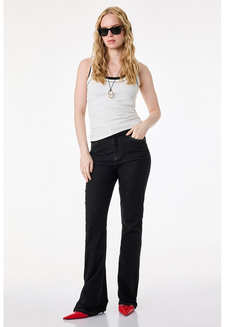 Blugi bootcut cu talie inalta - Negru