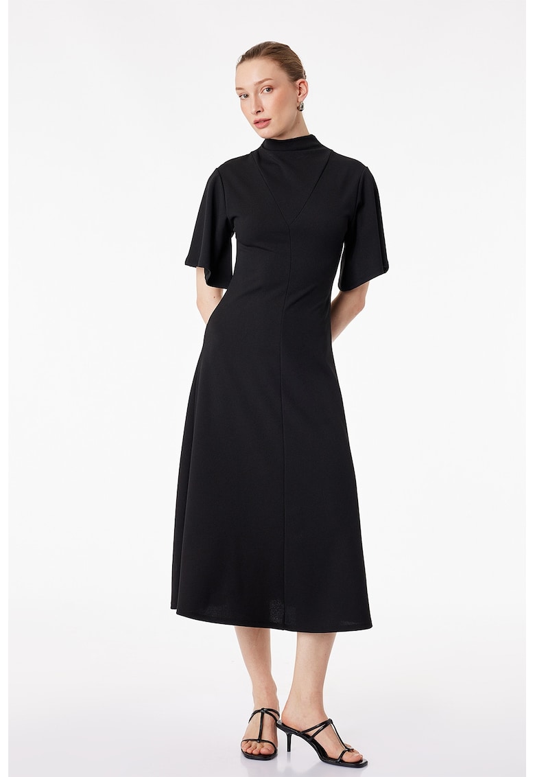 Rochie cu maneci evazate Scuba - Negru