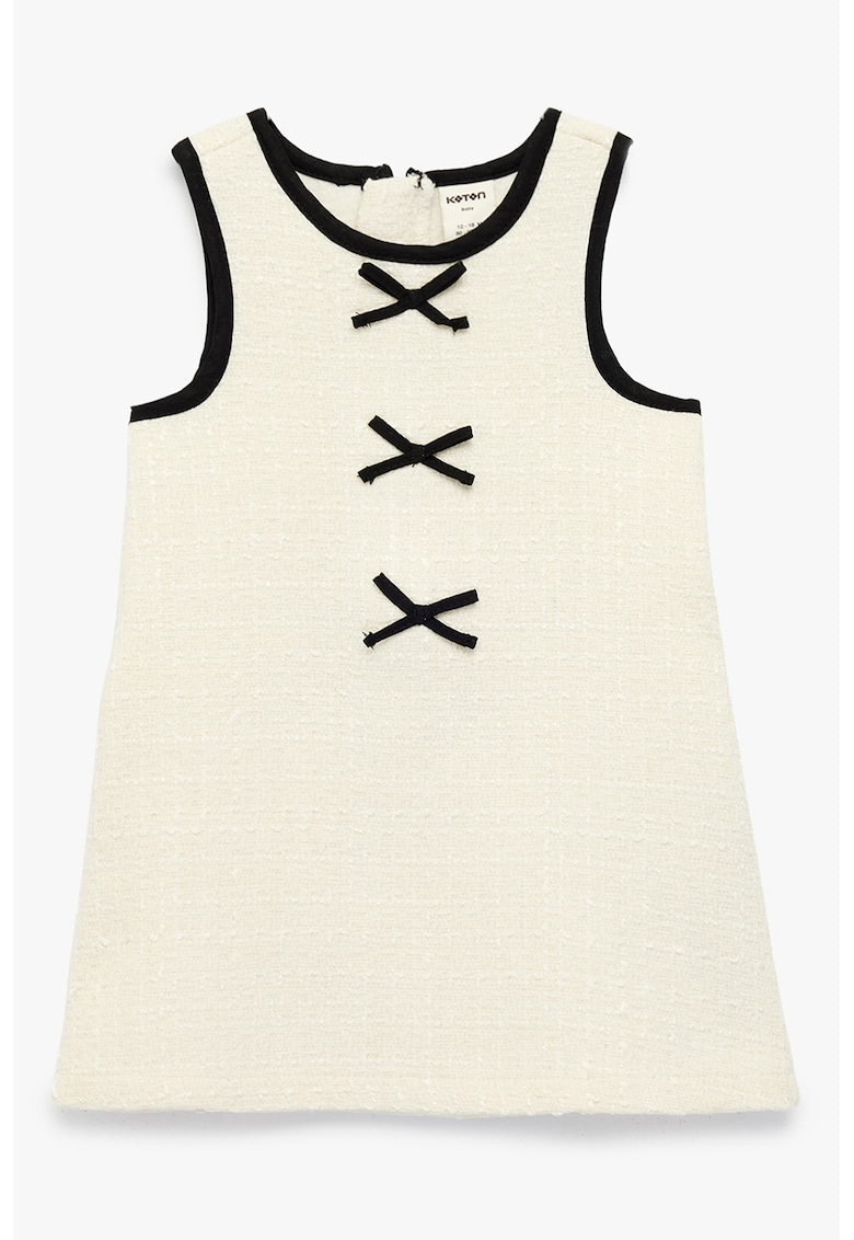 Rochie din tuid fara maneci - Negru/Crem