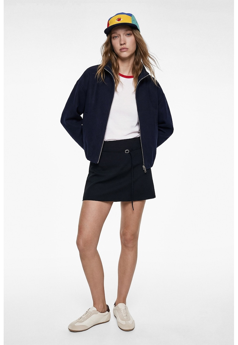 Fusta mini cu talie inalta - Bleumarin