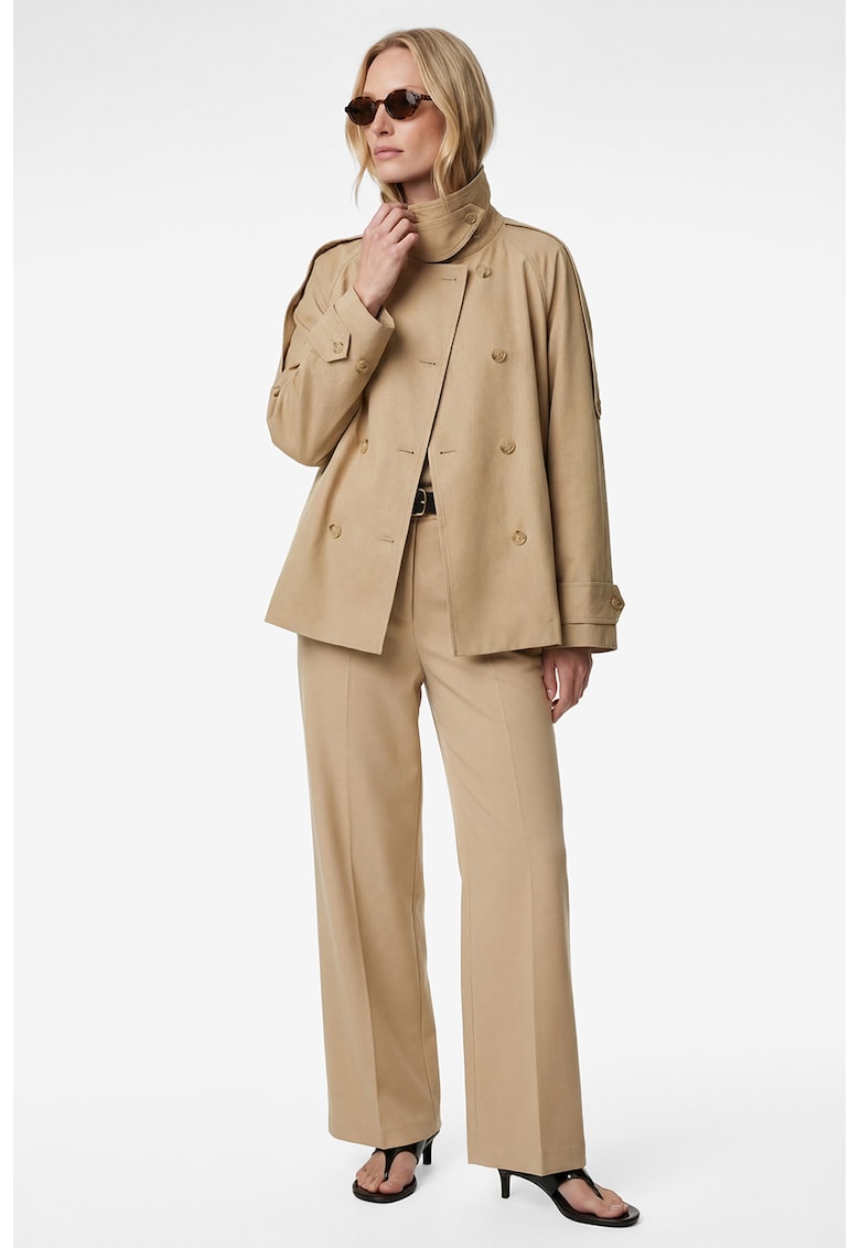 Pantaloni cu croiala ampla si curea - Bej deschis