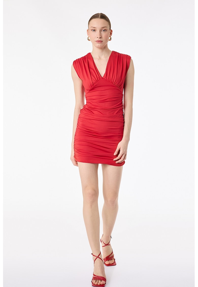 Rochie slim fit drapata - Rosu
