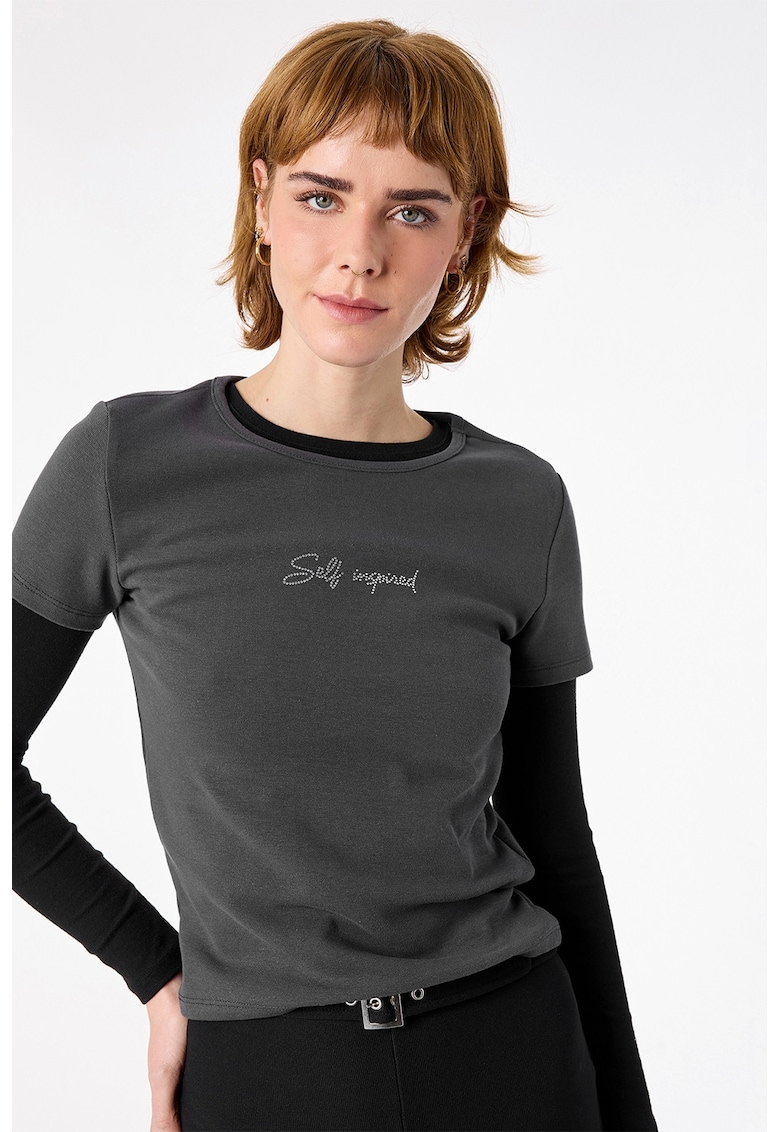 Tricou slim fit - Gri antracit
