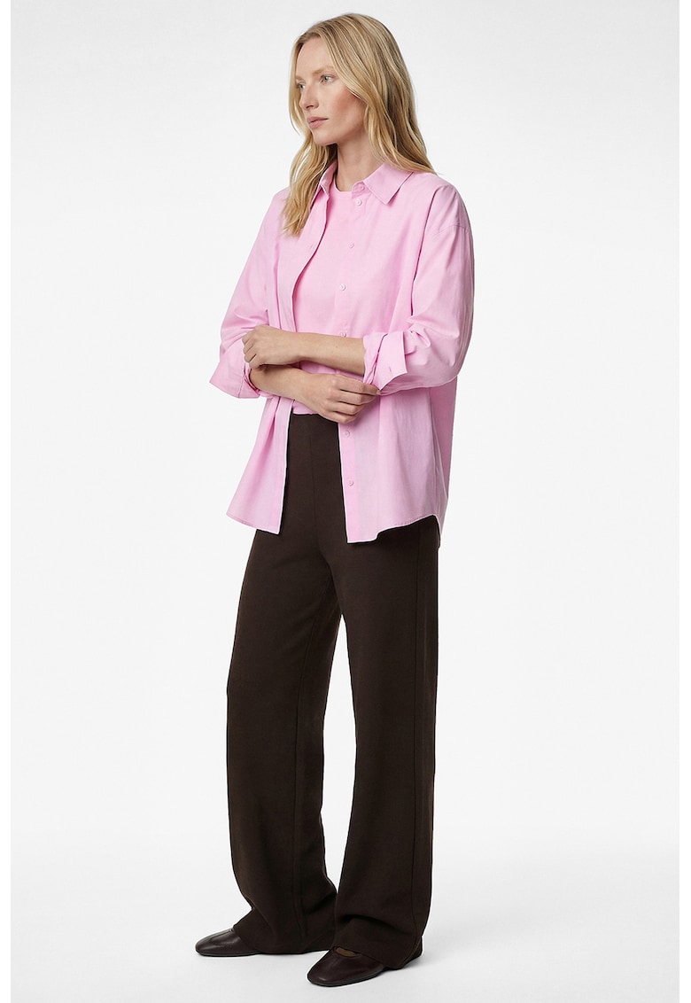 Pantaloni cu croiala ampla si talie elastica - Maro