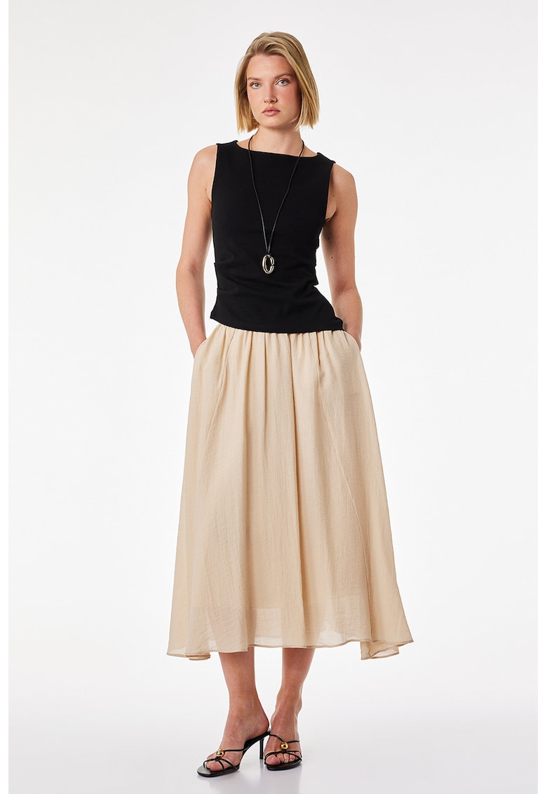 Fusta plisata cu buzunare - Bej