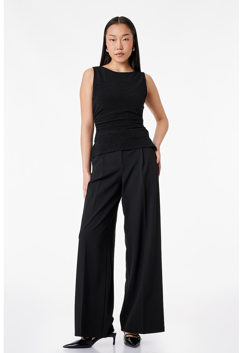 Top cu detalii drapate - Negru