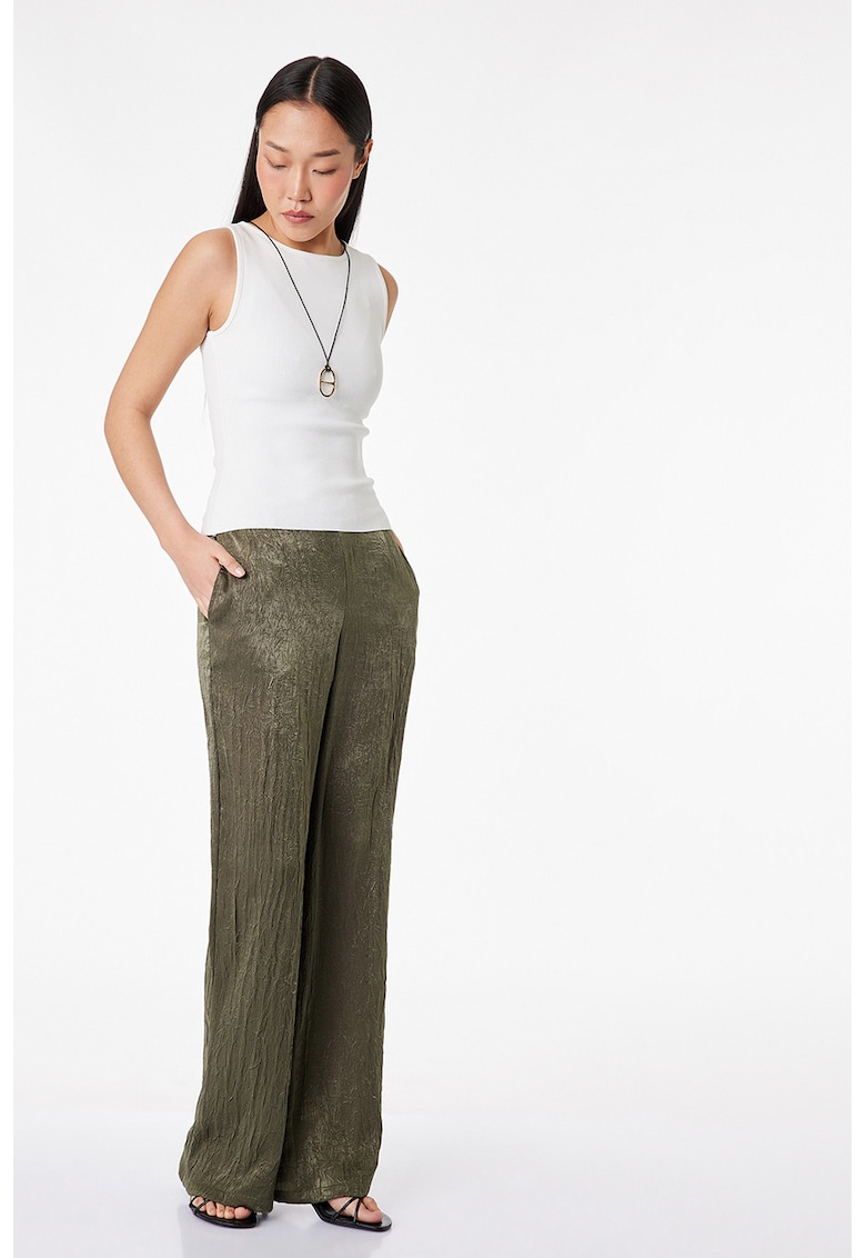 Pantaloni relaxed fit cu model uni - Kaki