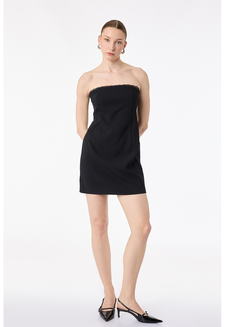 Rochie mini cu decolteu pe umeri - Negru