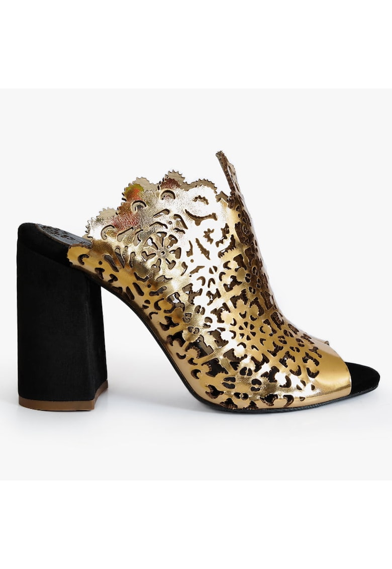 Saboti din piele cu aspect metalizat Binche - Auriu