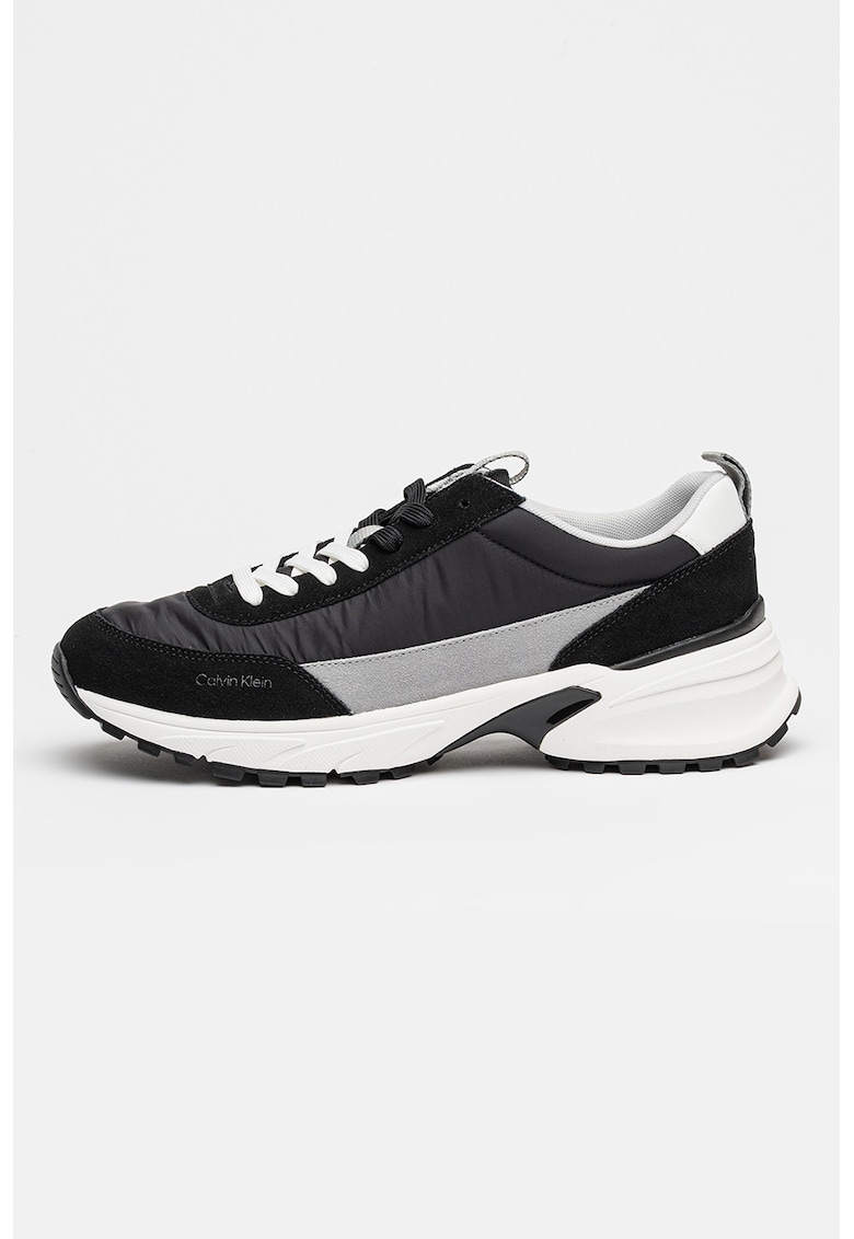 Pantofi sport cu detalii din piele intoarsa Hike Runner - Negru/Gri deschis