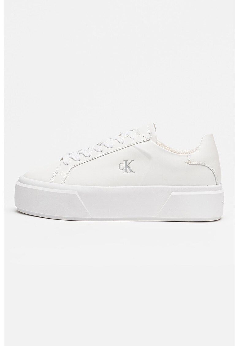 Pantofi sport flatform din piele cu logo Sienna - Alb