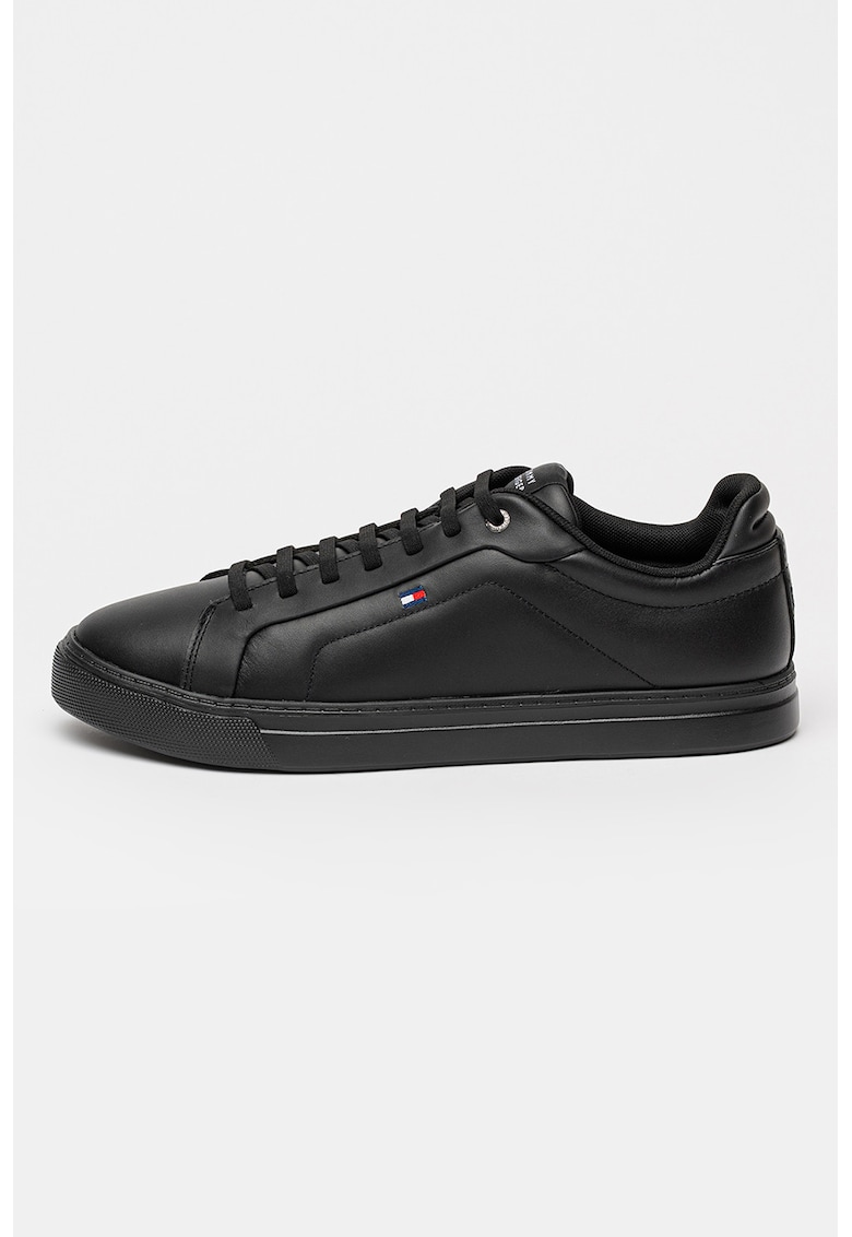 Tenisi Icon Court din piele cu detaliu logo - Negru