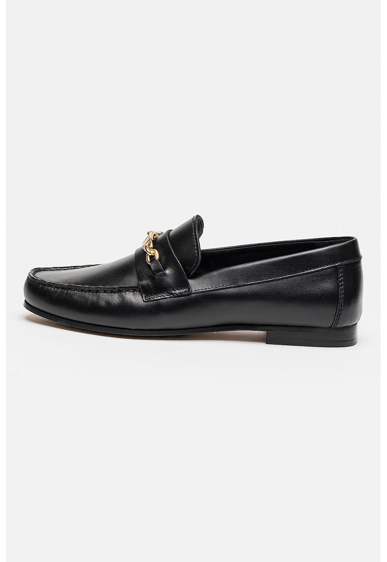 Pantofi loafer din piele cu lant - Negru