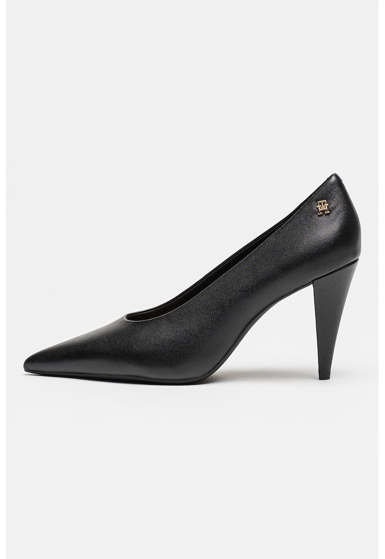 Pantofi din piele cu toc Smooth - Negru