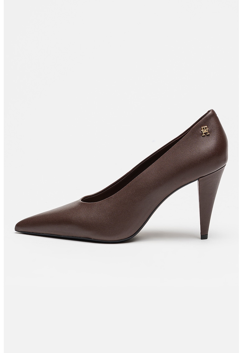 Pantofi din piele cu toc Smooth - Maro cognac