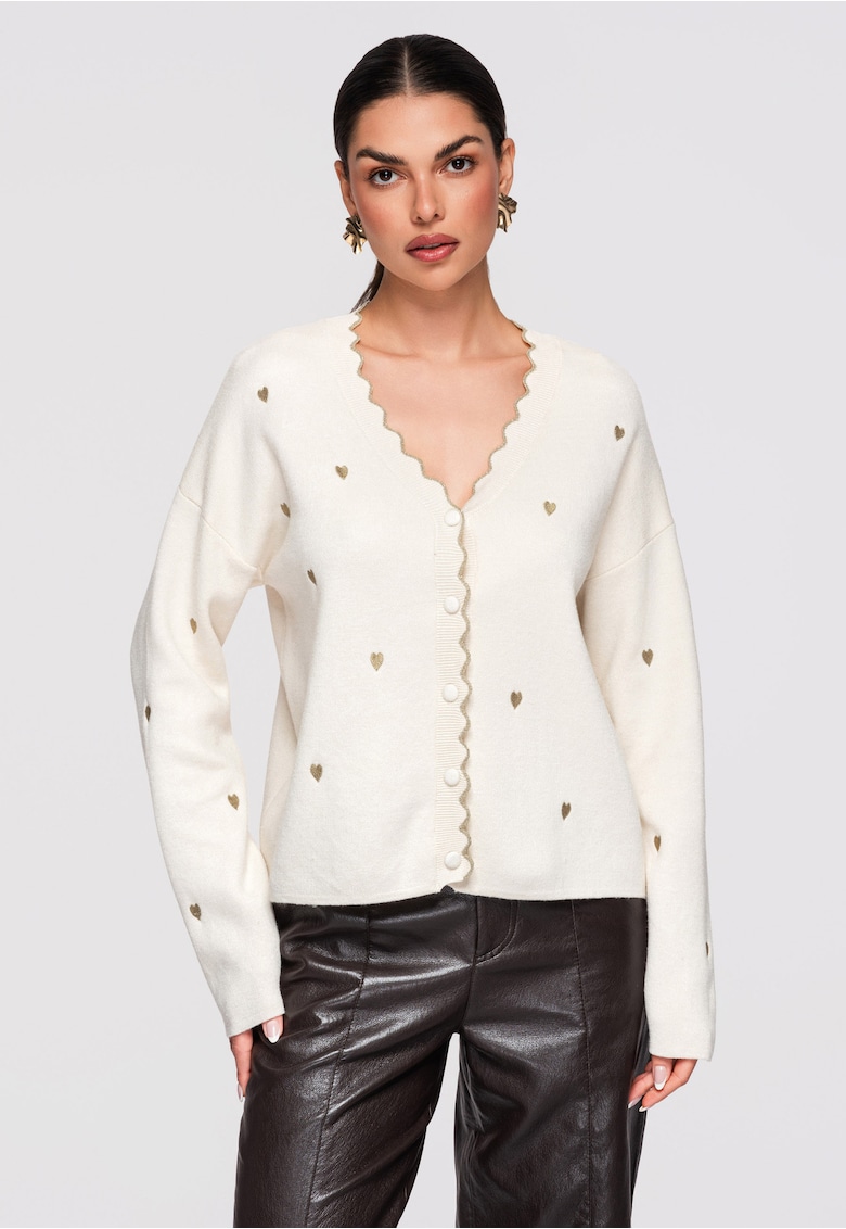 Cardigan din amestec de viscoza OW-SWCD-0102 - Bej