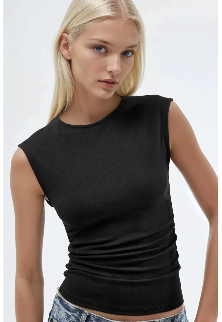 Top dama - Negru - Jerseu - Modal/Bumbac