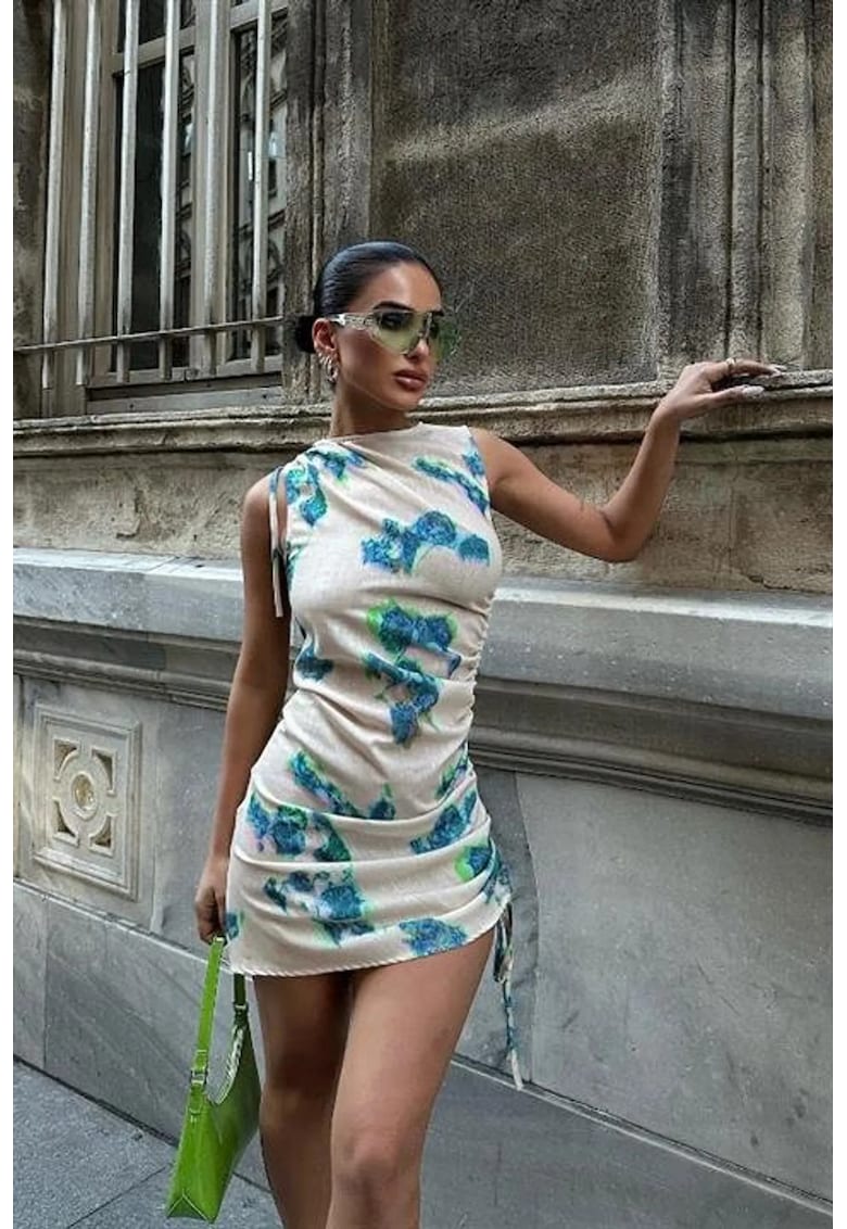 Rochie Mini Bodycon Florala - Multicolor - Bumbac