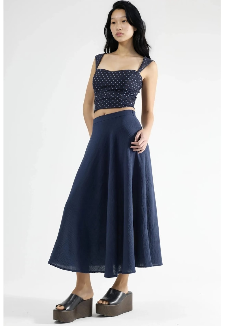 Fusta maxi talie inalta - bleumarin - 100% poliester