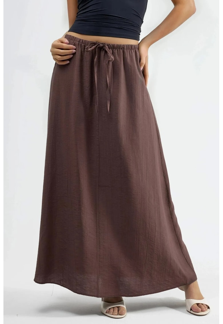 Fusta maxi talie inalta - culoare maro - material textil