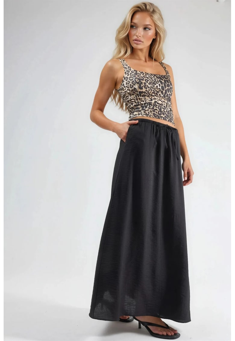 Fusta maxi talie inalta - neagra - textil