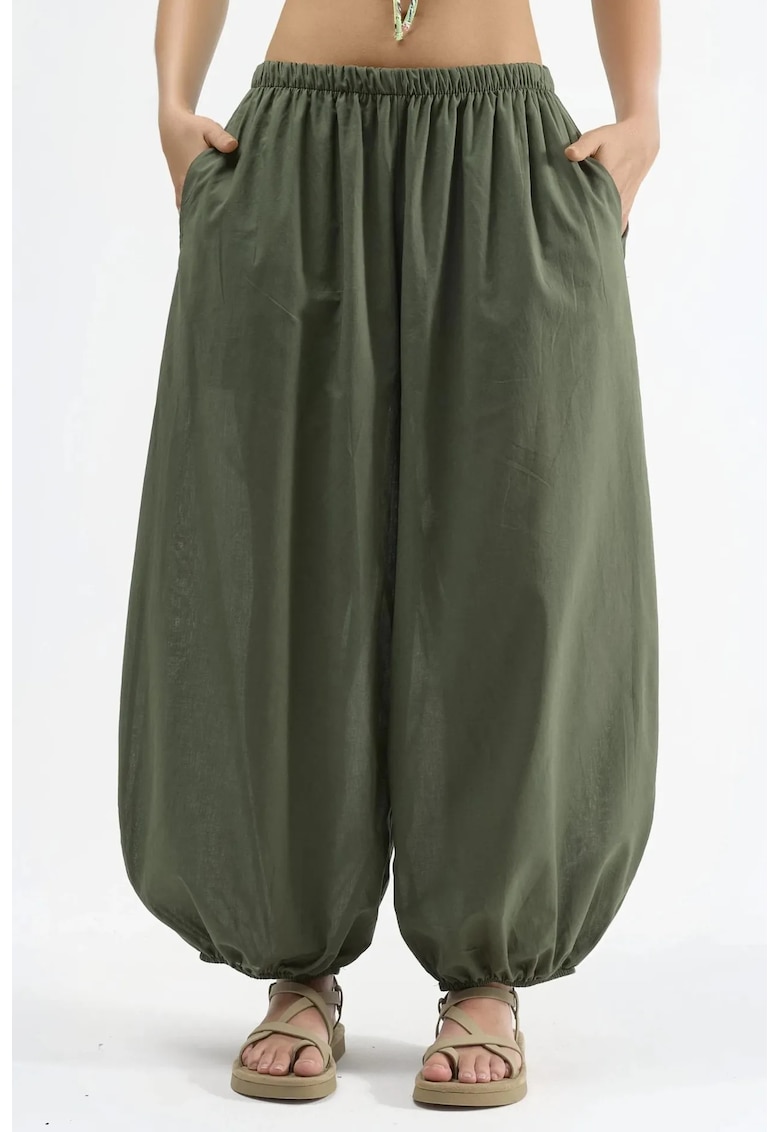 Pantaloni pentru dama - Kaki - Talie elastica