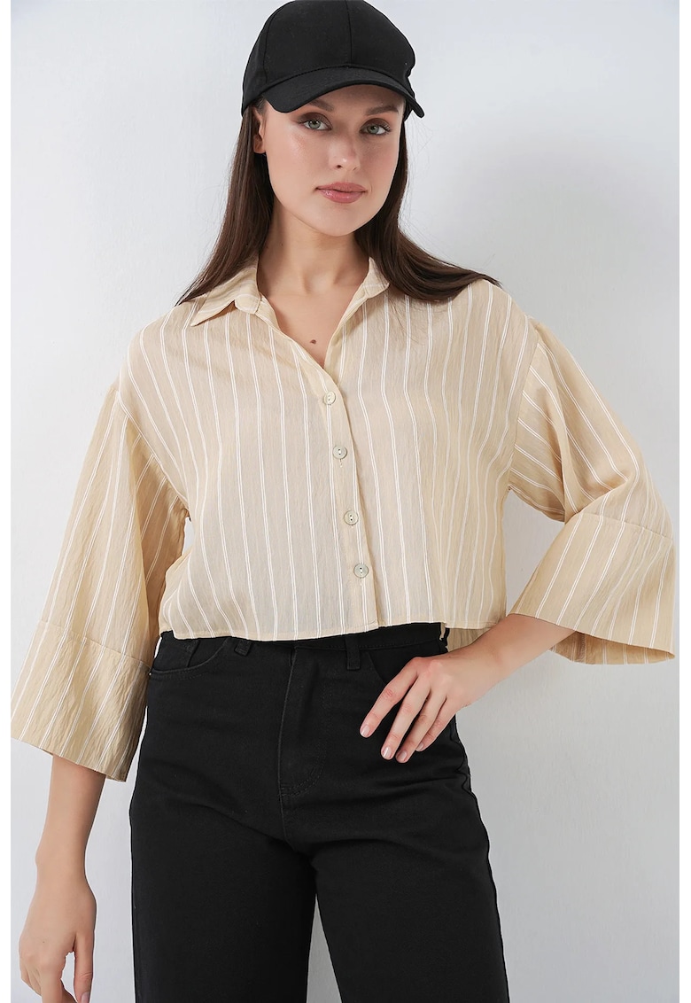 Camasa scurta - Bej natural - Textil