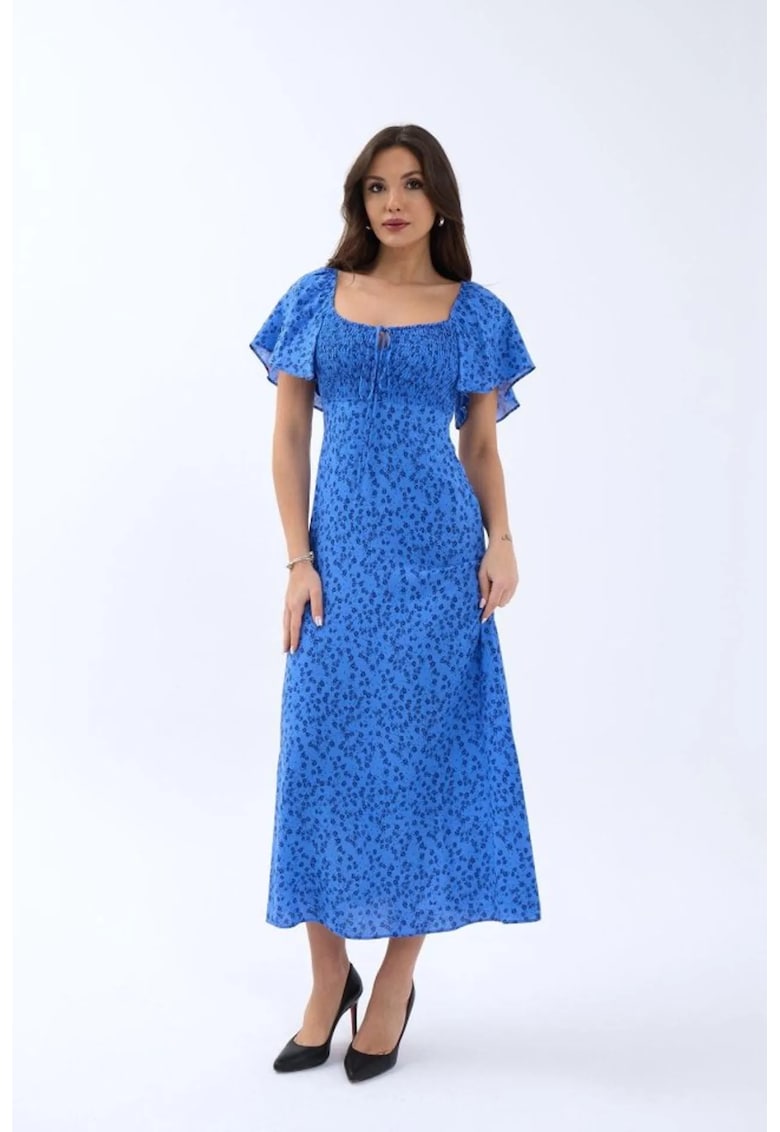 Rochie dama midi albastru - bumbac