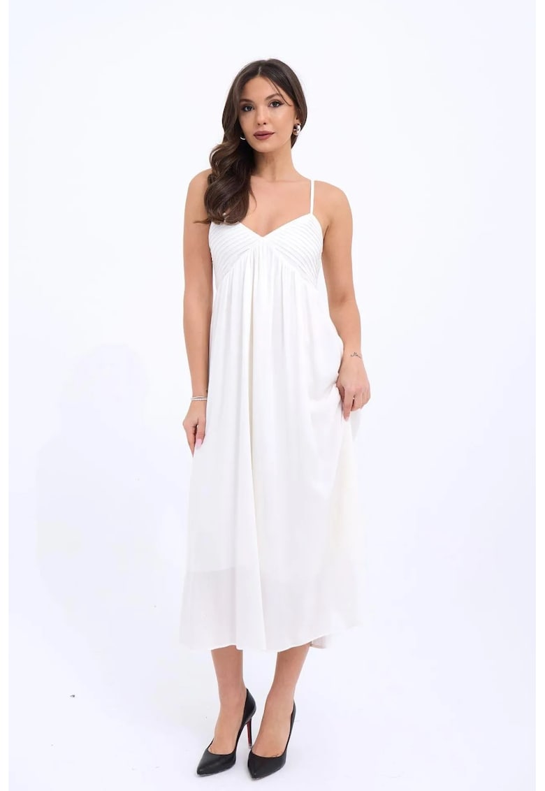 Rochie midi - fara maneci - bumbac - alb