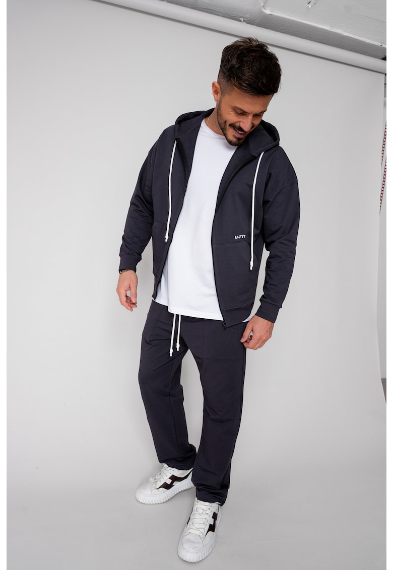 Set Loren din bumbac Jacheta si pantalon Grey Anthracite 19312