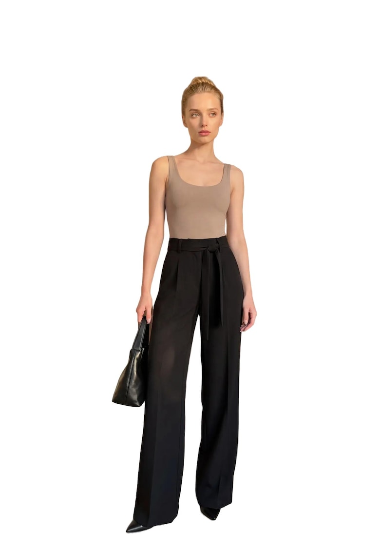 Pantaloni talie inalta - Negru - Negru